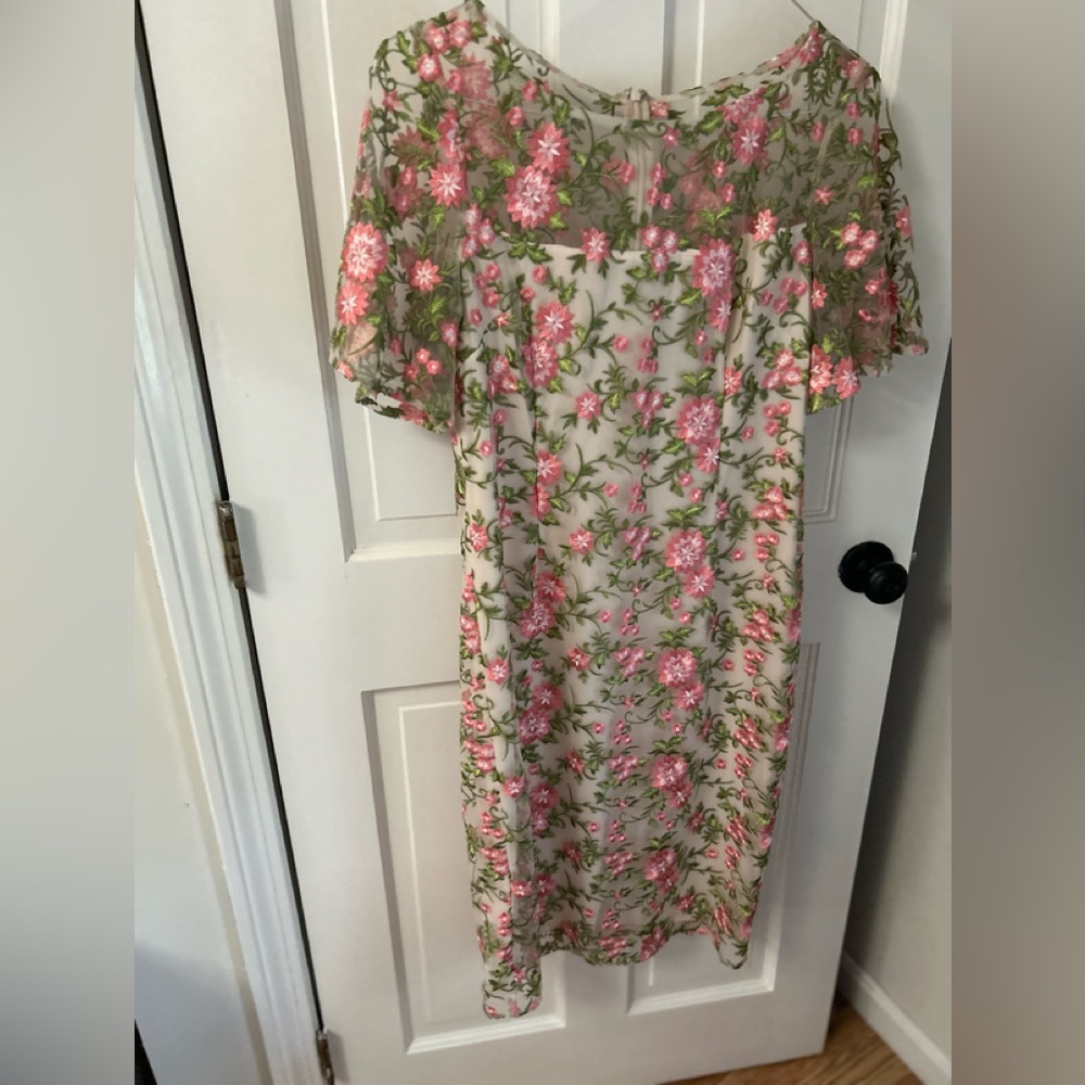 Lace floral cocktail/ wedding dress.